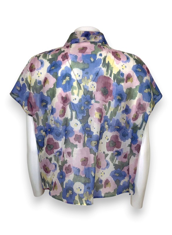 Camicia mezza manica stampa fiori garza