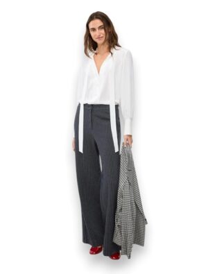 Camicia senza collo manica lunga+fiocco