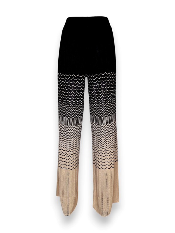 Pantalone palazzo maglia zigzag bicolore
