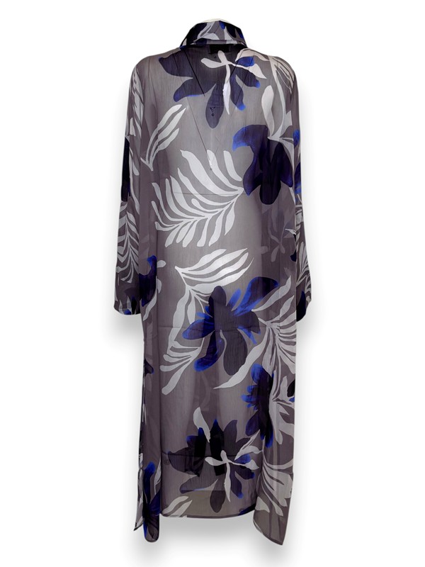 Camicione lungo stampa foglie viscosa