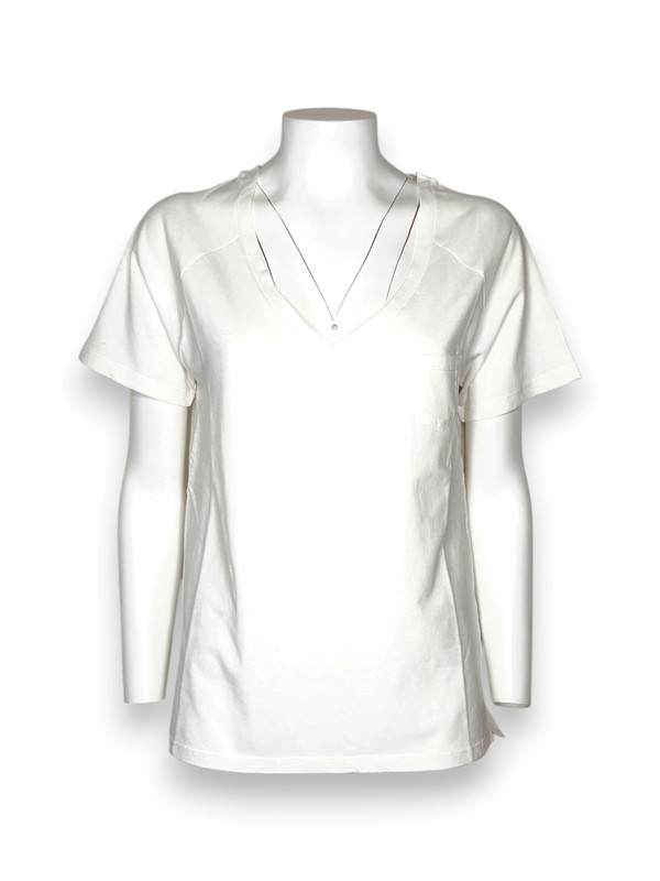 T-shirt scollo v mezza manica+taschino