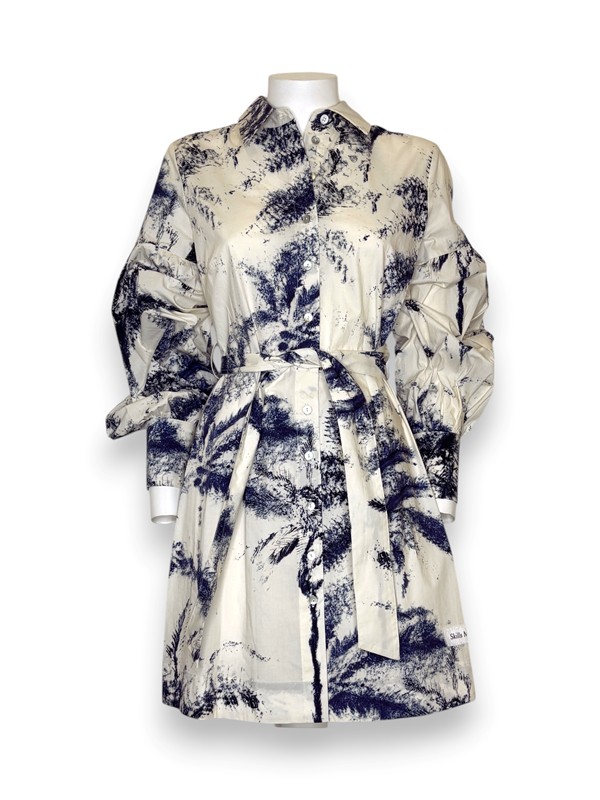 Abito abbottonato popeline stampa palme