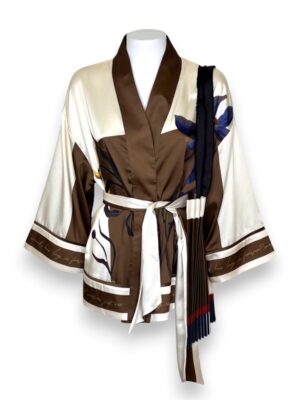Kimono+cintura+tracolla plisse stampa foulard