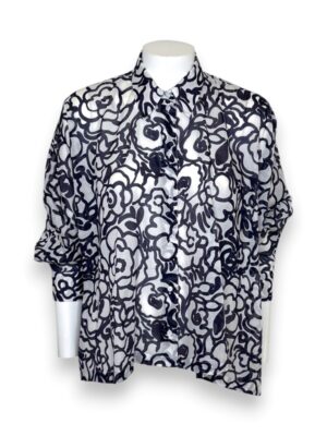 Camicia over manica lunga stampa fiori garza