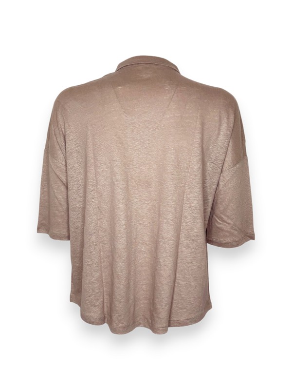 Camicia mezza manica scollo v lino elastane