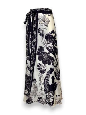Gonna lunga pareo stampa fiori bicolore