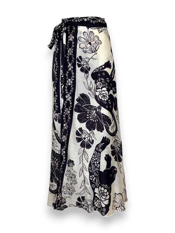 Gonna lunga pareo stampa fiori bicolore