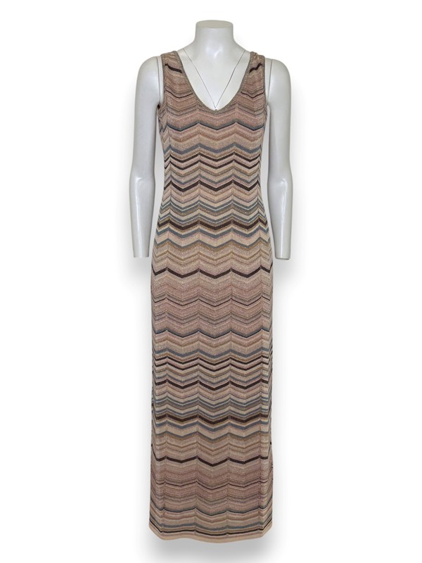 Abito svasato maglia zigzag multicolore lurex