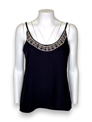 Top bretelle scollo ricamato