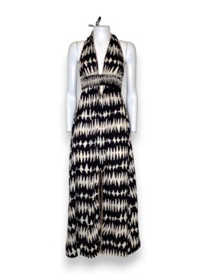 Abito bretelle svasato stampa rombo