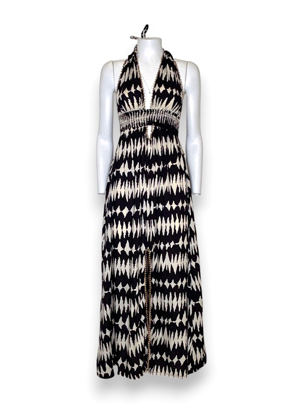 Abito bretelle svasato stampa rombo