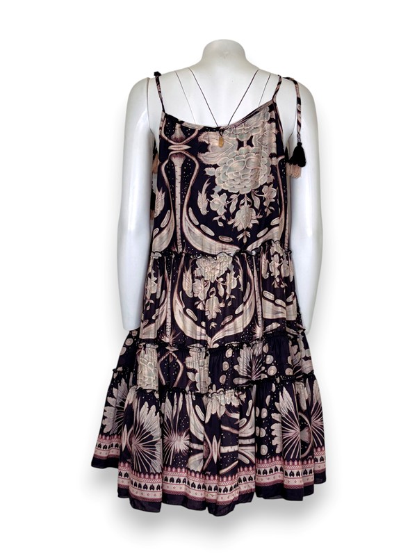 Abito bretelline a balze stampa fiori bicolore