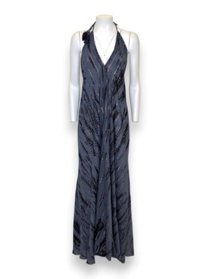 Abito lungo svasato bretelle lurex