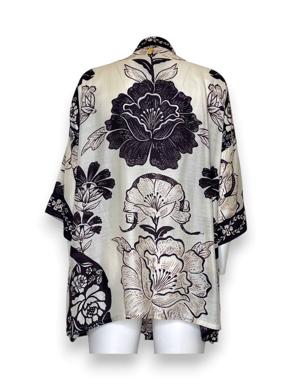 Kimono stampa fiori bicolore