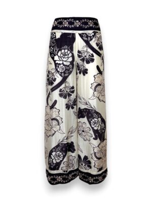 Pantalone palazzo stampa fiori bicolore