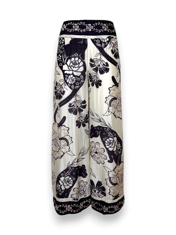 Pantalone palazzo stampa fiori bicolore