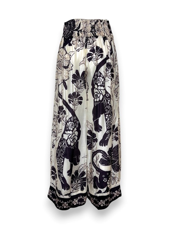 Pantalone palazzo stampa fiori bicolore