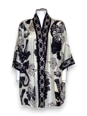 Kimono stampa fiori bicolore