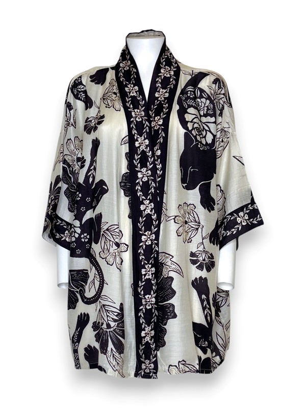 Kimono stampa fiori bicolore