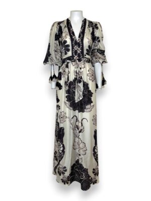 Abito impero legato stampa fiori bicolore