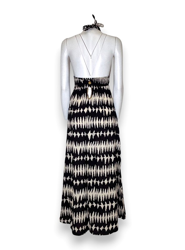 Abito bretelle svasato stampa rombo