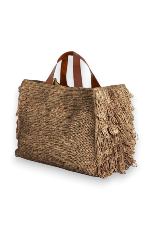 2 manici+tracolla e frange rafia