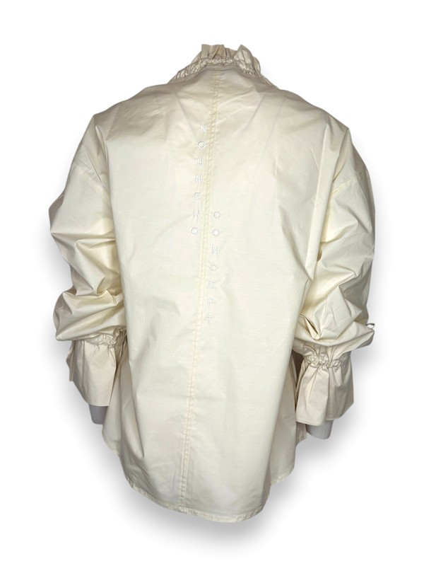 Camicia collo/polsi arricciati popeline