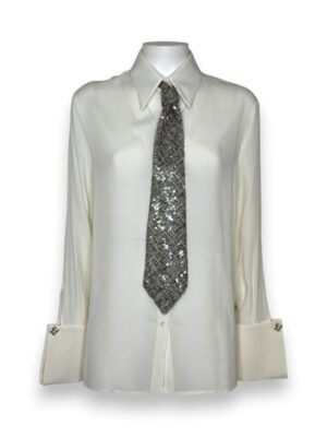 702FD505FC8295913212D6707221BB54_ Camicia con polsini gemelli e cravatta chanel