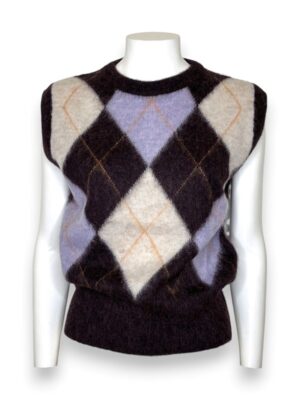 Gilet girocollo a rombi alpaca