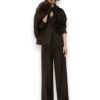 Pantalone wide legs con pinces gessato