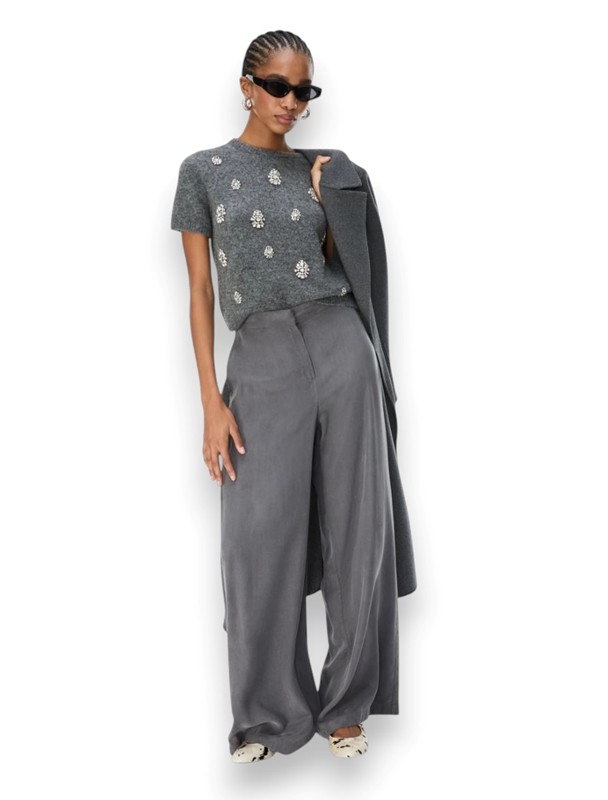 Pantalone wide leg in cupro