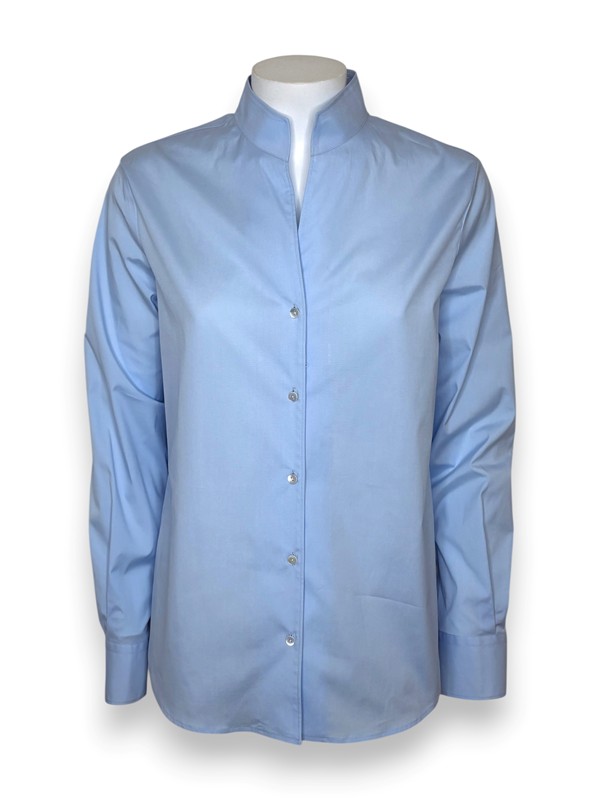 Camicia manica lunga collo in piedi popeline strech