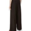 Pantalone wide legs con pinces gessato