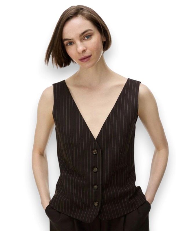Gilet scollo v gessato