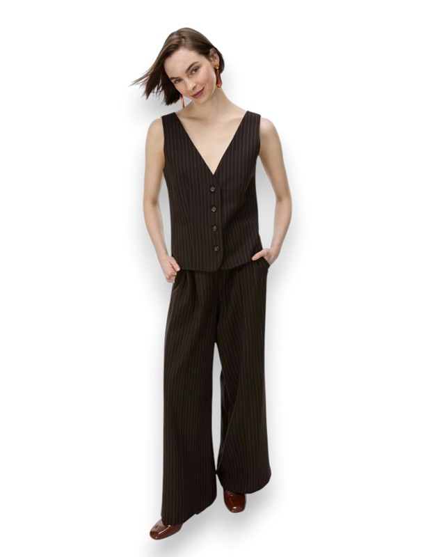 Gilet scollo v gessato
