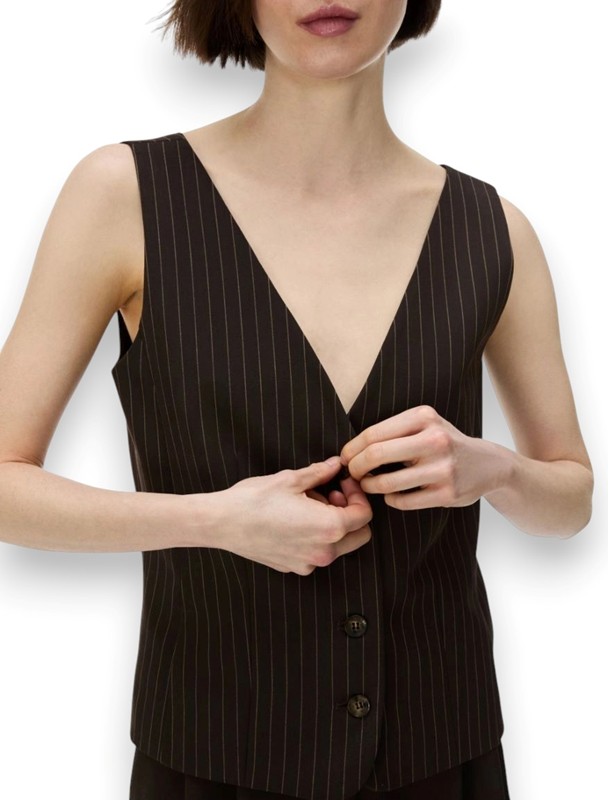 Gilet scollo v gessato