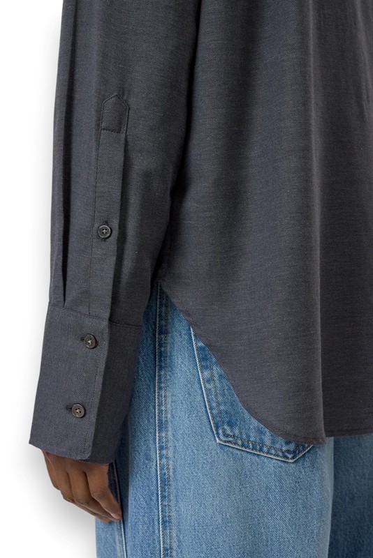 Camicia senza collo+fiocco cotone cashmere