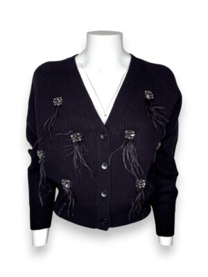 Cardigan costa inglese+paillettes/piume