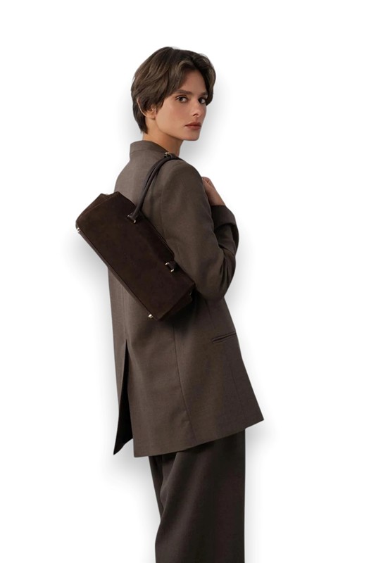 Borsa rettangolare in camoscio