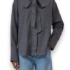 Camicia senza collo+fiocco cotone cashmere