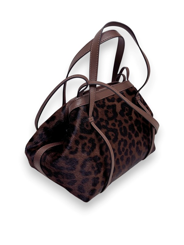 Borsa alba mini in cavallino leopardo