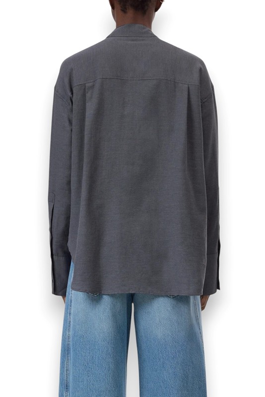 Camicia senza collo+fiocco cotone cashmere