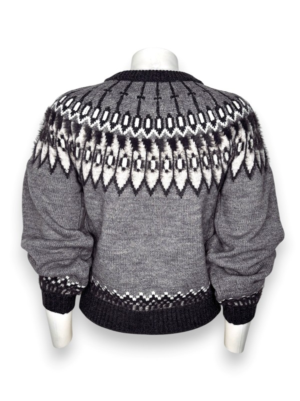 Girocollo lana jacquard norvegese+cristalli