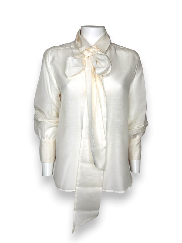Camicia con fiocco seta cotone