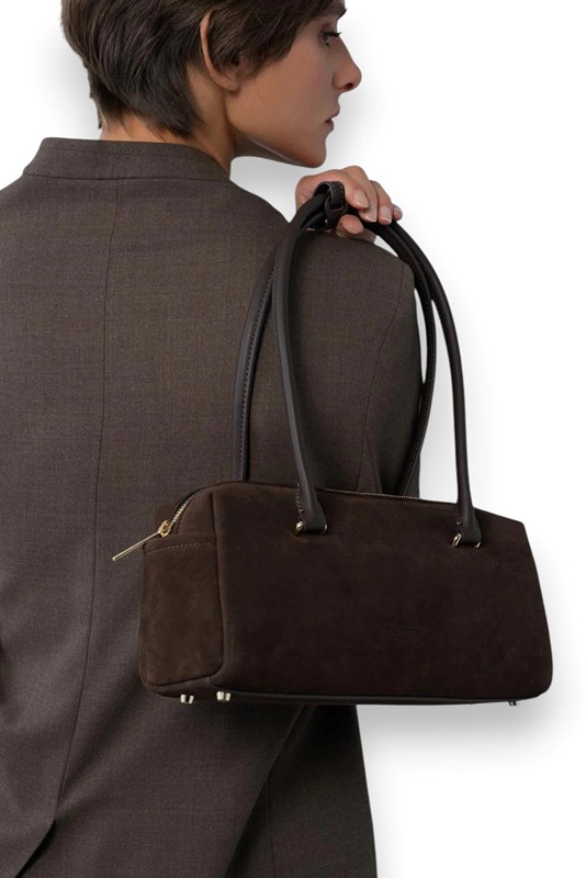 Borsa rettangolare in camoscio