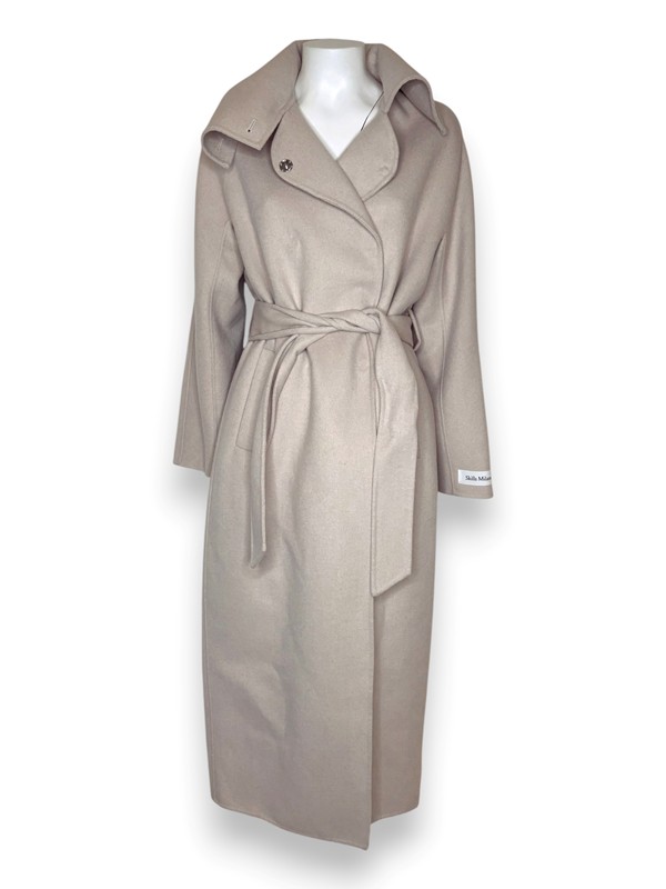Cappotto collo in piedi+cintura in panno