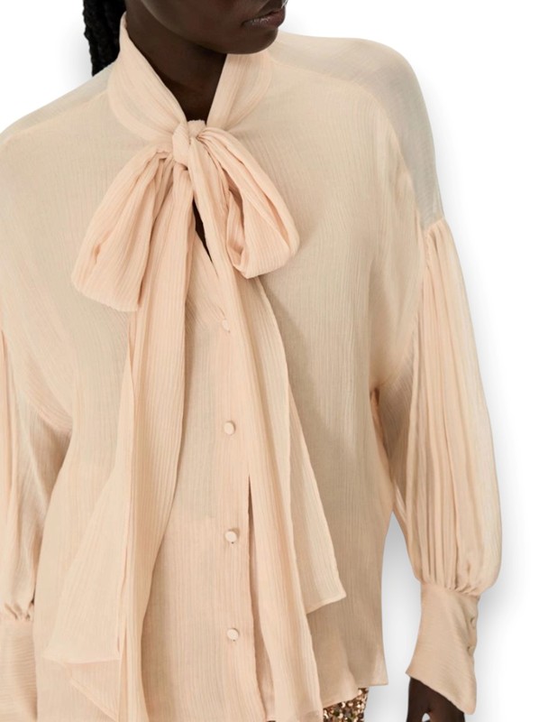 Camicia misto seta+fiocco ampia