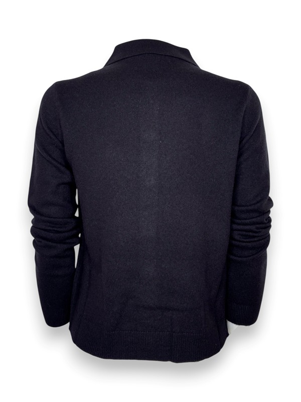 Cardigan collo polo pura lana