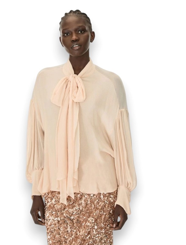 Camicia misto seta+fiocco ampia