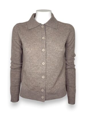 Cardigan collo polo pura lana